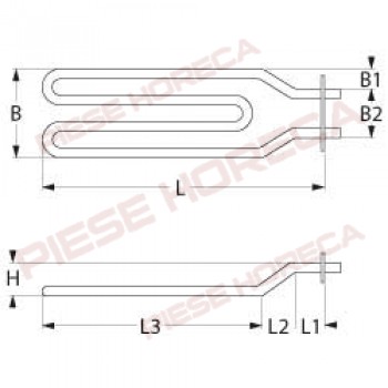 Rezistenta grill, putere 2500W, alimentare 400V, lungime 625mm, latime 90mm, dimensiuni flansa 30x60mm. Pentru ELECTROLUX, ZANUSSI. Cod producator 0C0495